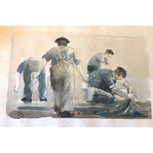 pêcheurs basques dans le port de Saint Jean de luz V. Monluc  arrantzaleak