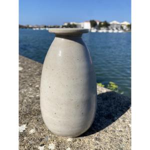 Cream-white Vase, Ciboure Pottery, Ve Vilotte, Glazed, 1930s–1940s, Basque Country