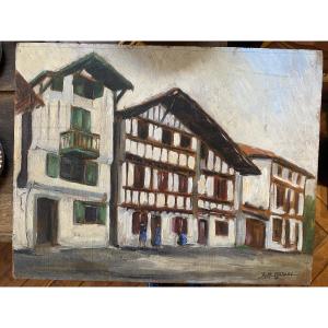 pays basque Ustaritz 1937 huile sur panneau G de Ventury lapurdi labourd euskal herria