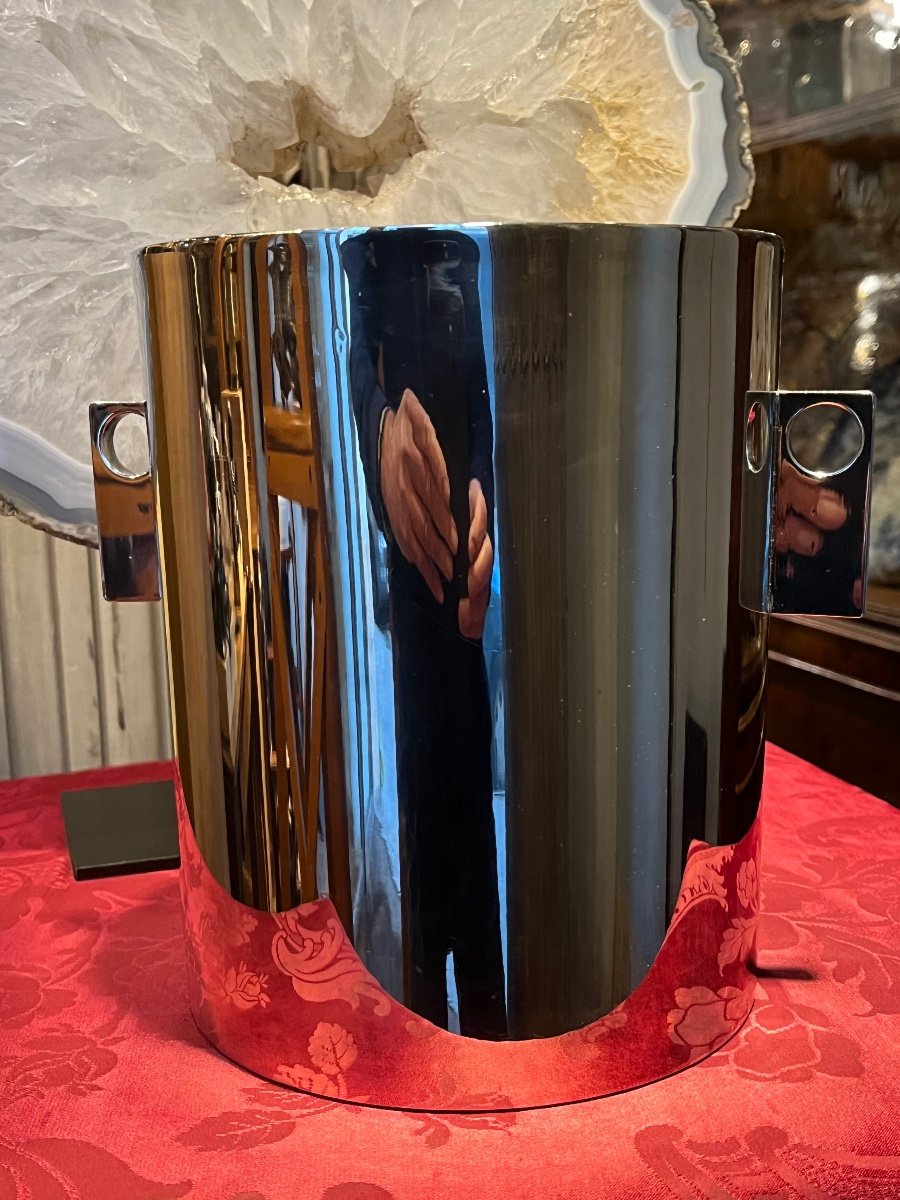 Bottle Bucket In Silver Metal 1970.-photo-4