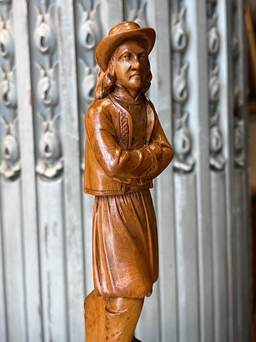 Sculpture En Buis Monoxyle Figurant Un Breton .-photo-4