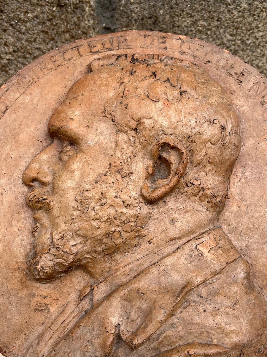 Terracotta Medallion By L .fourquet.-photo-3