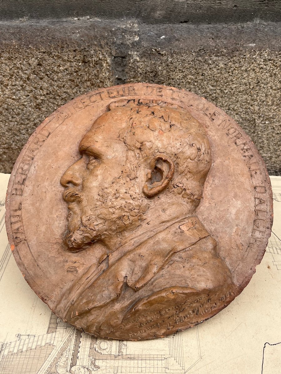 Terracotta Medallion By L .fourquet.