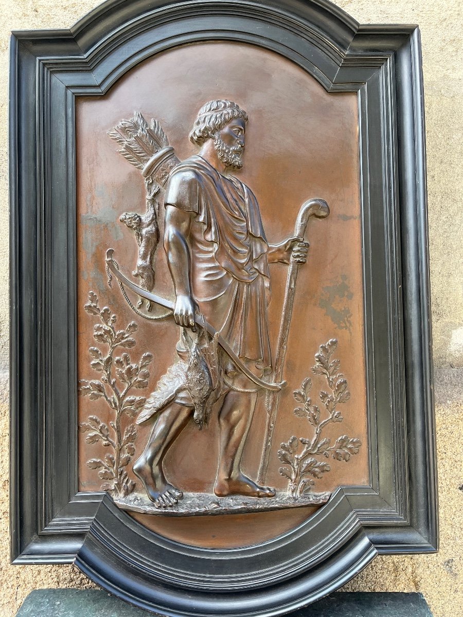 Paire De Plaque En Bronze . Chasse Et Pêche .-photo-2