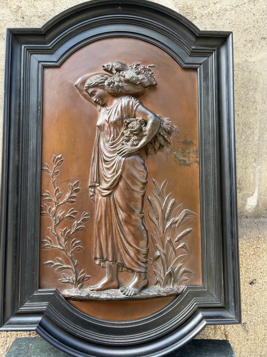 Paire De Plaque En Bronze . Chasse Et Pêche .-photo-4