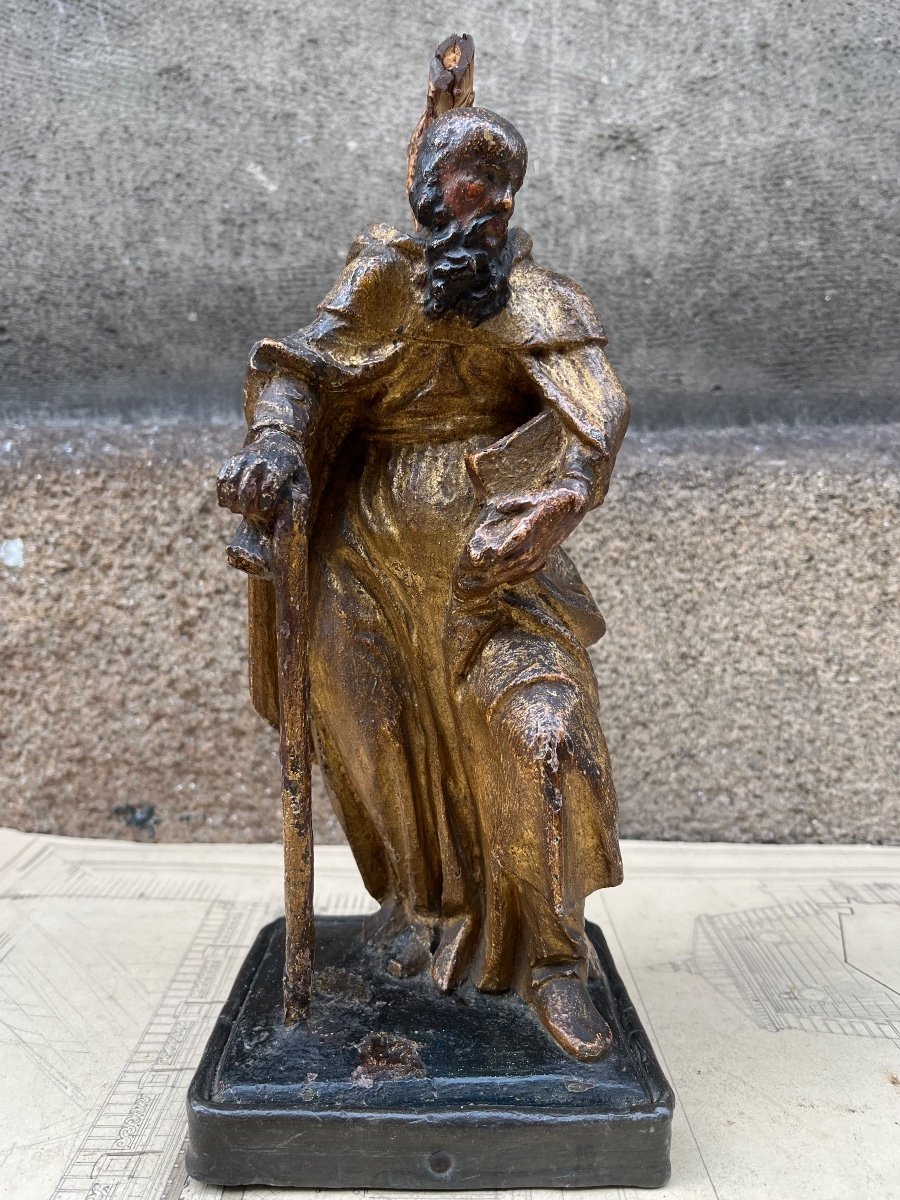 Saint Anthony In Polychrome Wood.