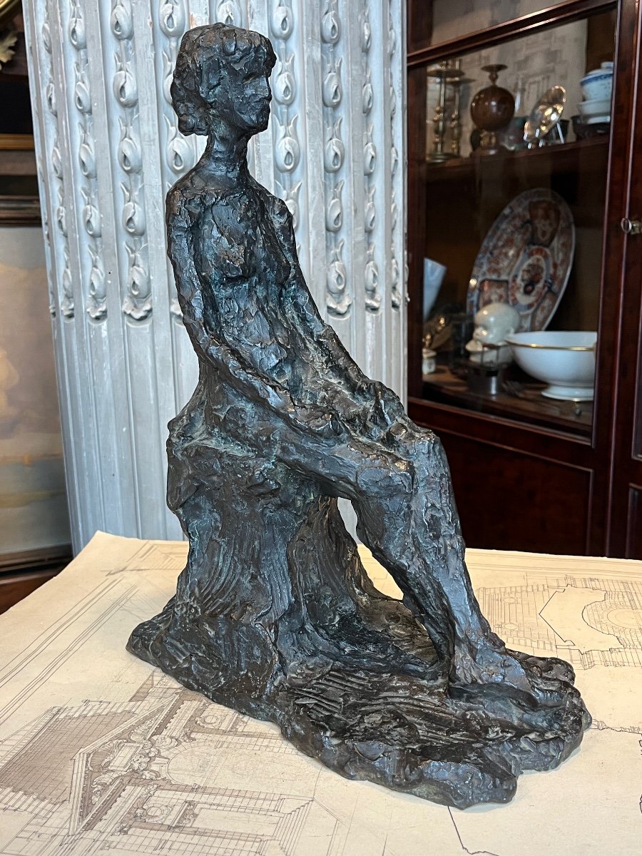 Bronze Sculpture. Yves Bodiou. Seated Woman.-photo-2