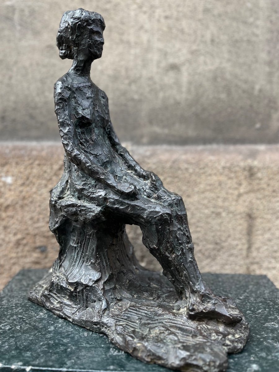 Bronze Sculpture. Yves Bodiou. Seated Woman.-photo-3