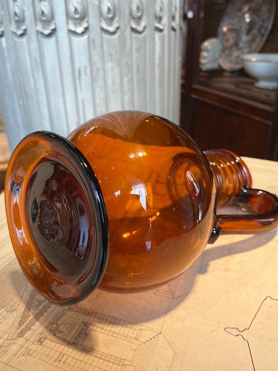 Amber Colored Normandy Pitcher.-photo-4