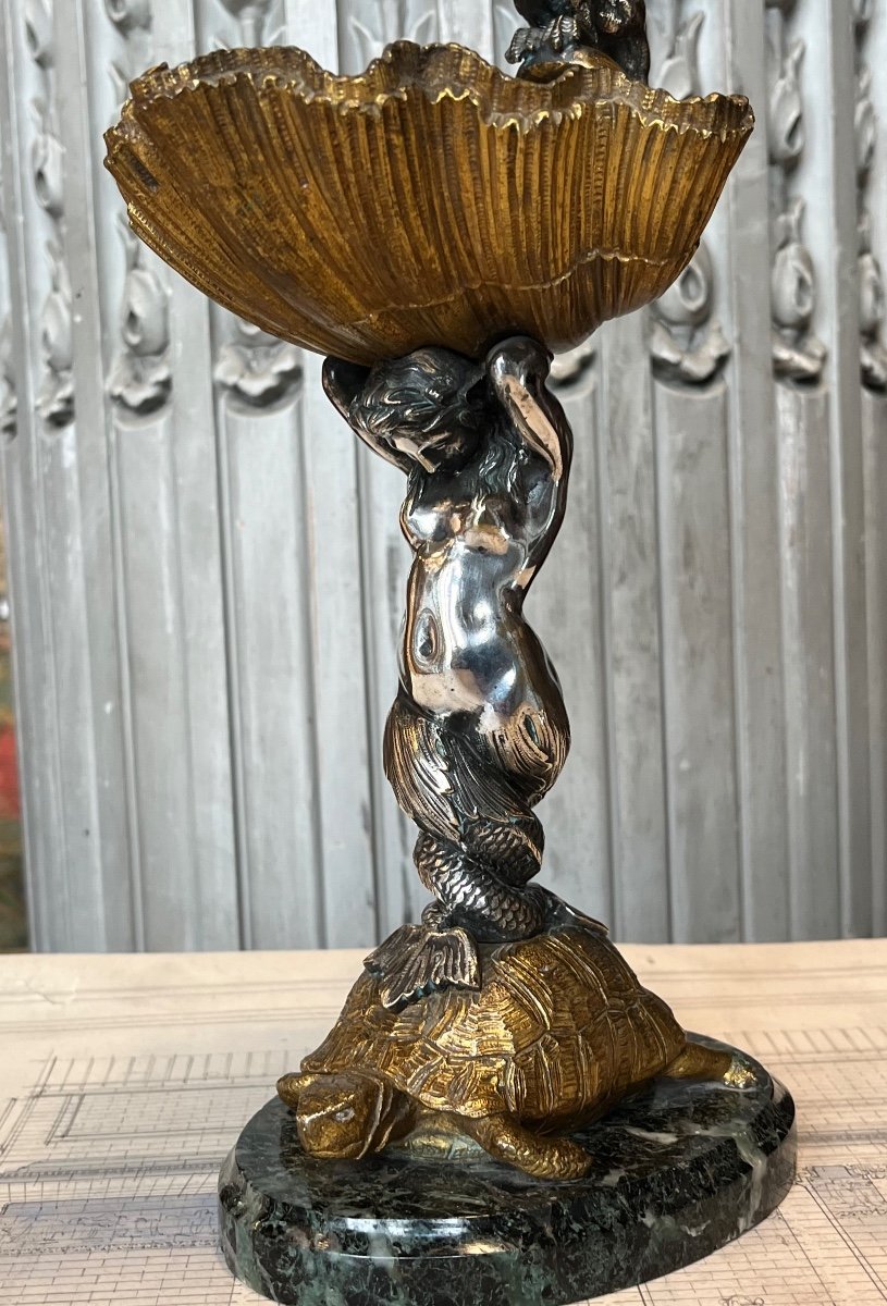 Empty Pocket Cup In Gilded And Silvered Bronze.-photo-3
