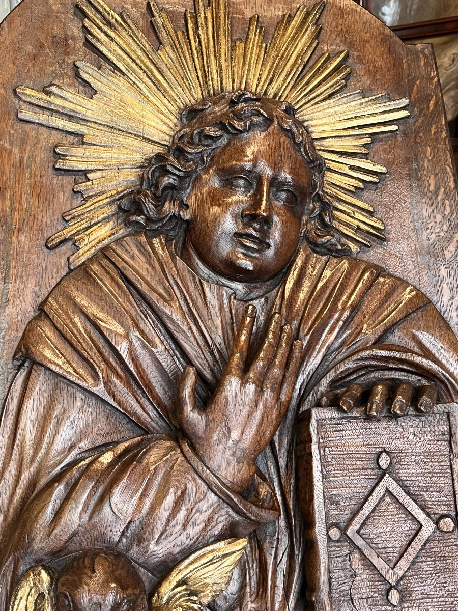 Oak Panel Depicting Saint John.-photo-5