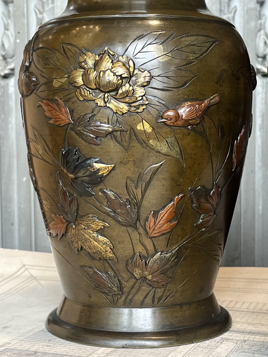 Paire de vases en bronze .Japonais.-photo-2
