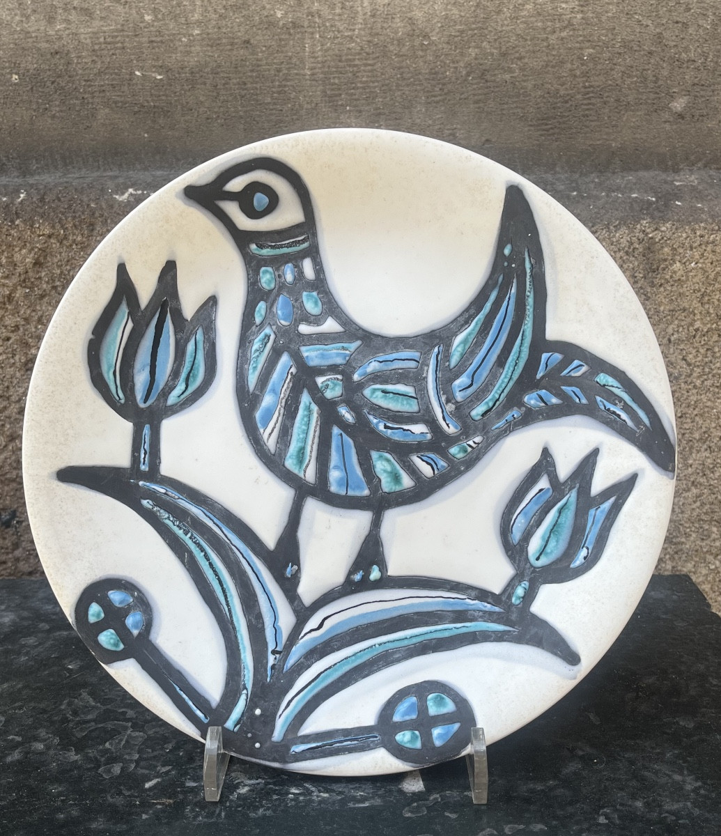 Assiette en faïence.  Roger Capron .-photo-4