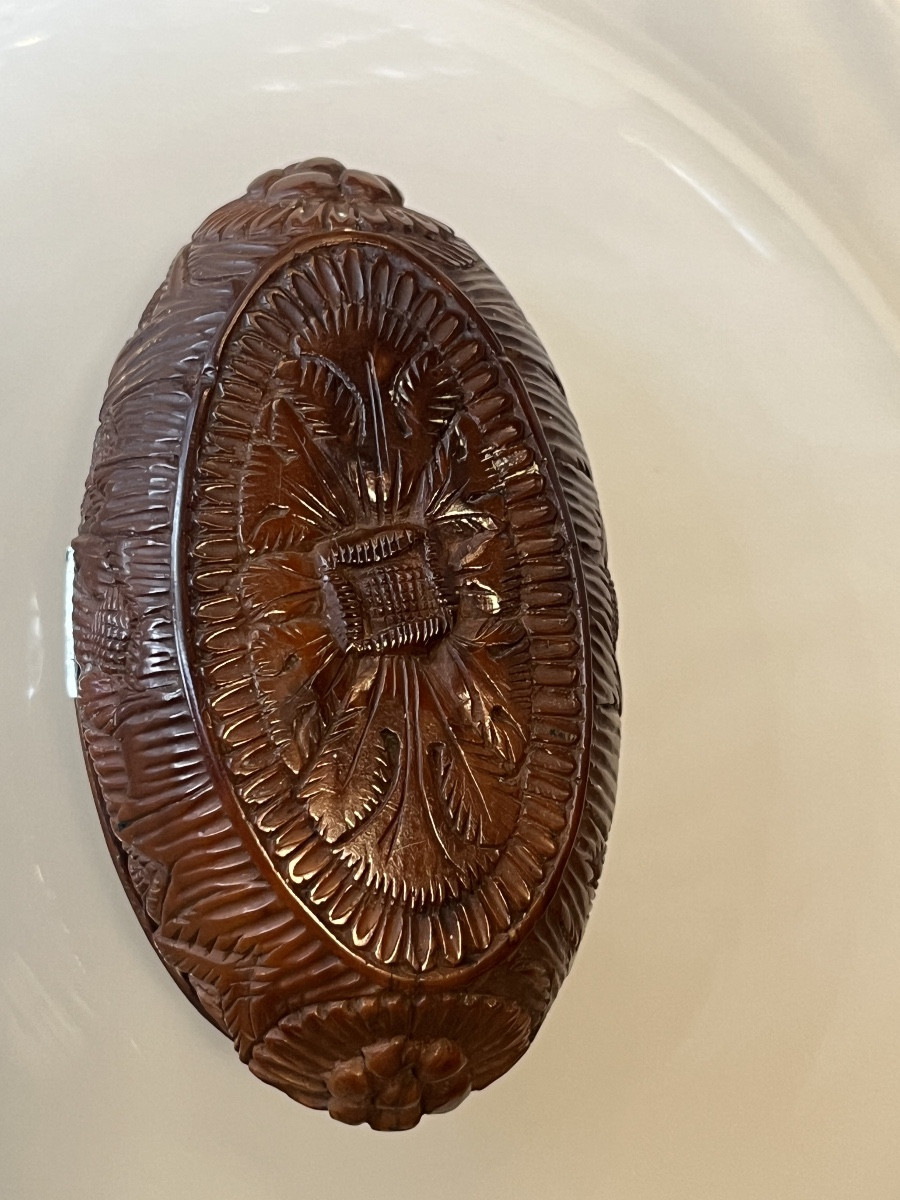 Oblong Corozo Nut Snuff Box.-photo-7