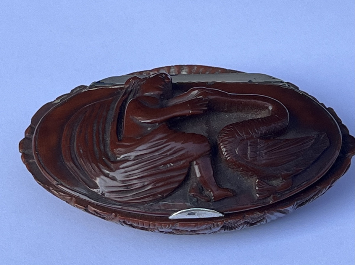 Oblong Corozo Nut Snuff Box.