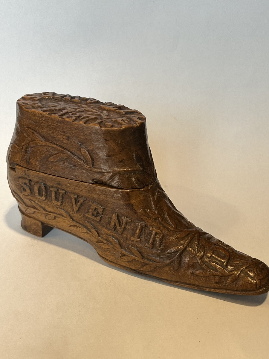 Carved Wooden Snuffbox Dated 1871.-photo-2