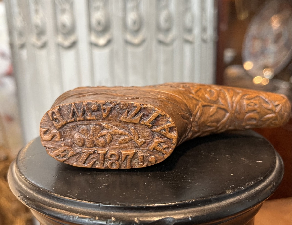 Carved Wooden Snuffbox Dated 1871.-photo-2