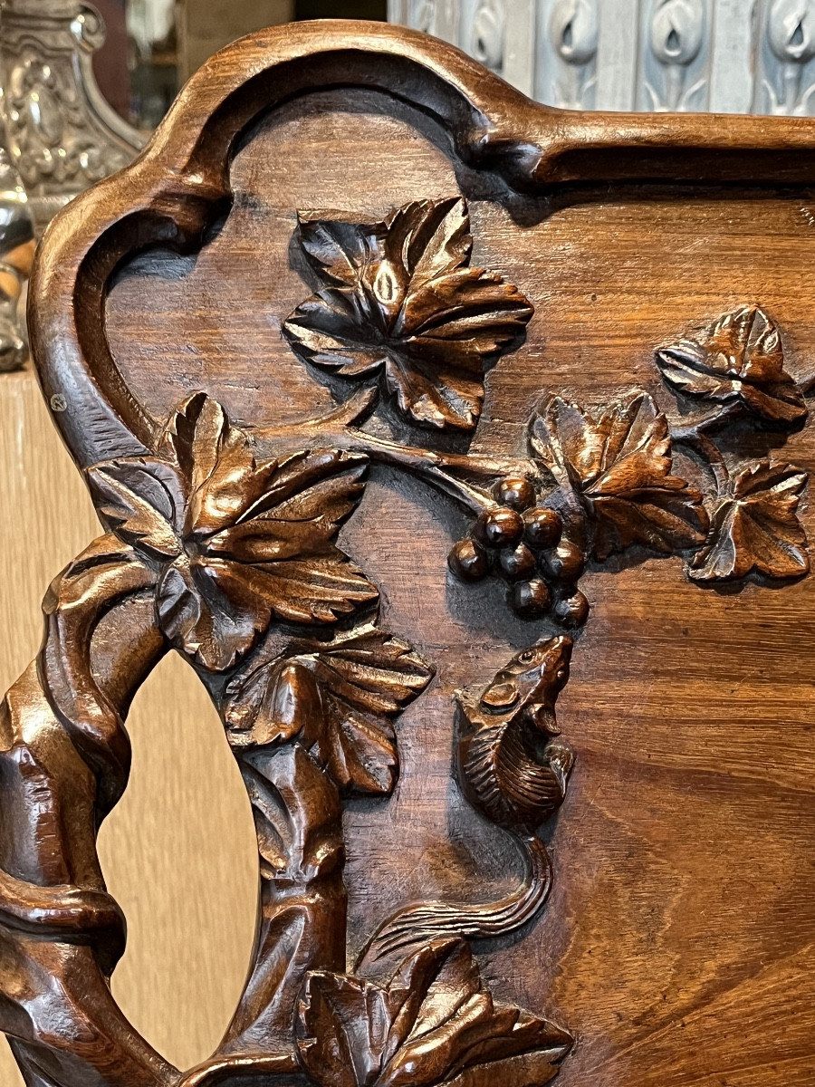 Plateau Art Nouveau en acajou .-photo-3