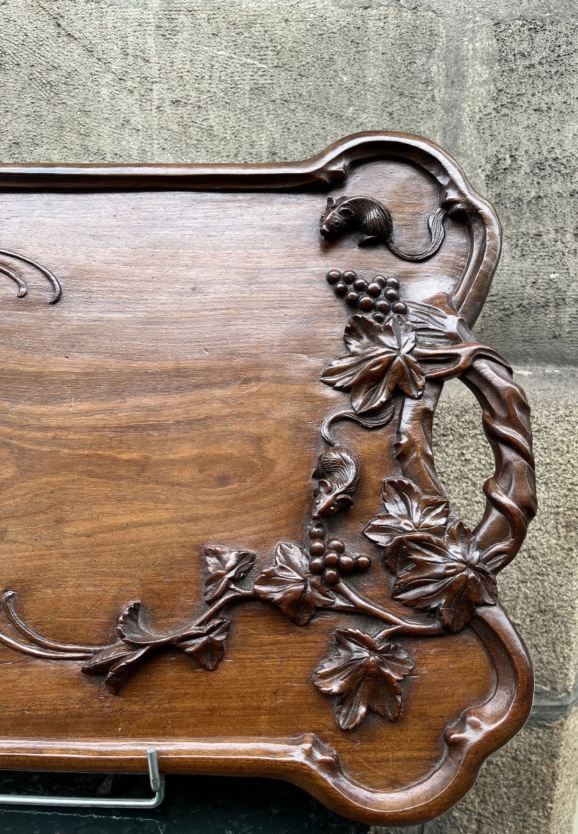 Plateau Art Nouveau en acajou .-photo-1