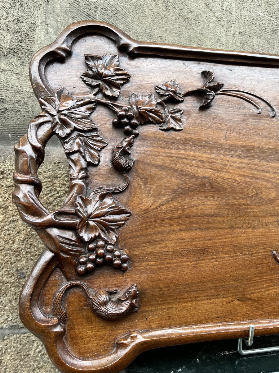Plateau Art Nouveau en acajou .-photo-2