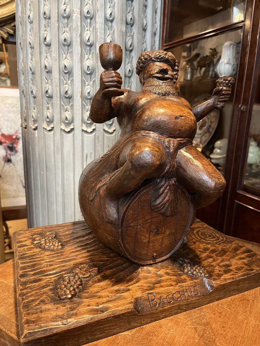 Oak Sculpture Depicting Bacchus -photo-1