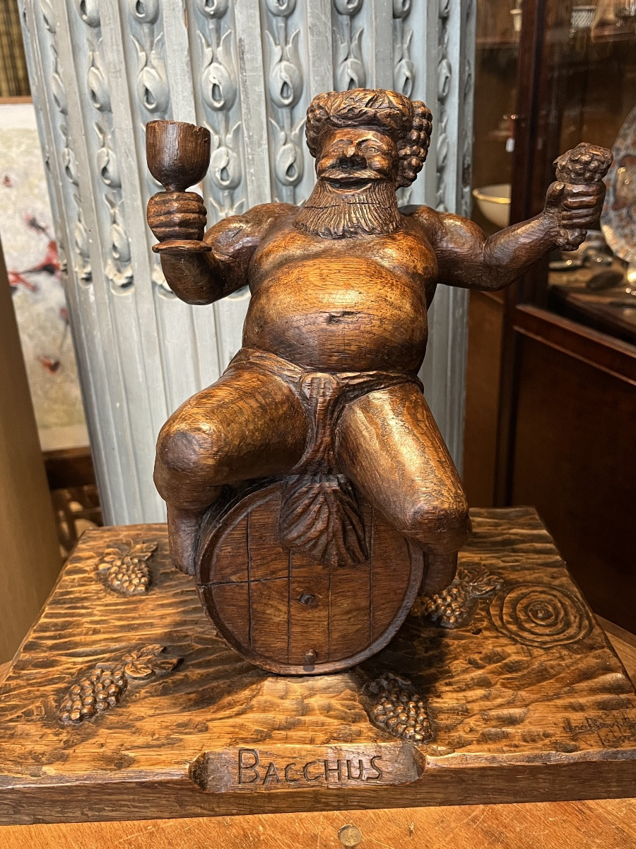Oak Sculpture Depicting Bacchus 