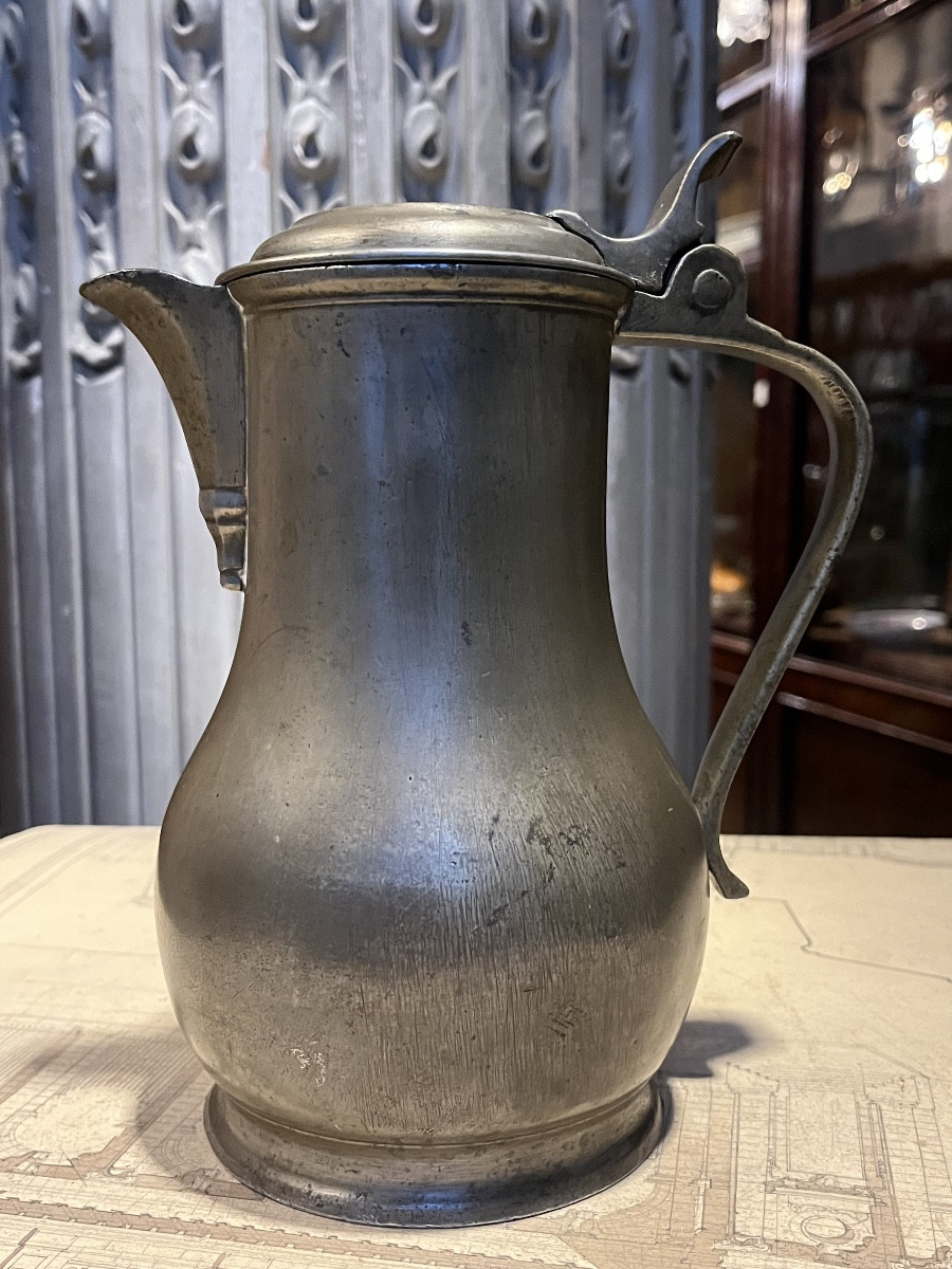 Pichet à vin en étain . Lille début XIX   siècle .-photo-6