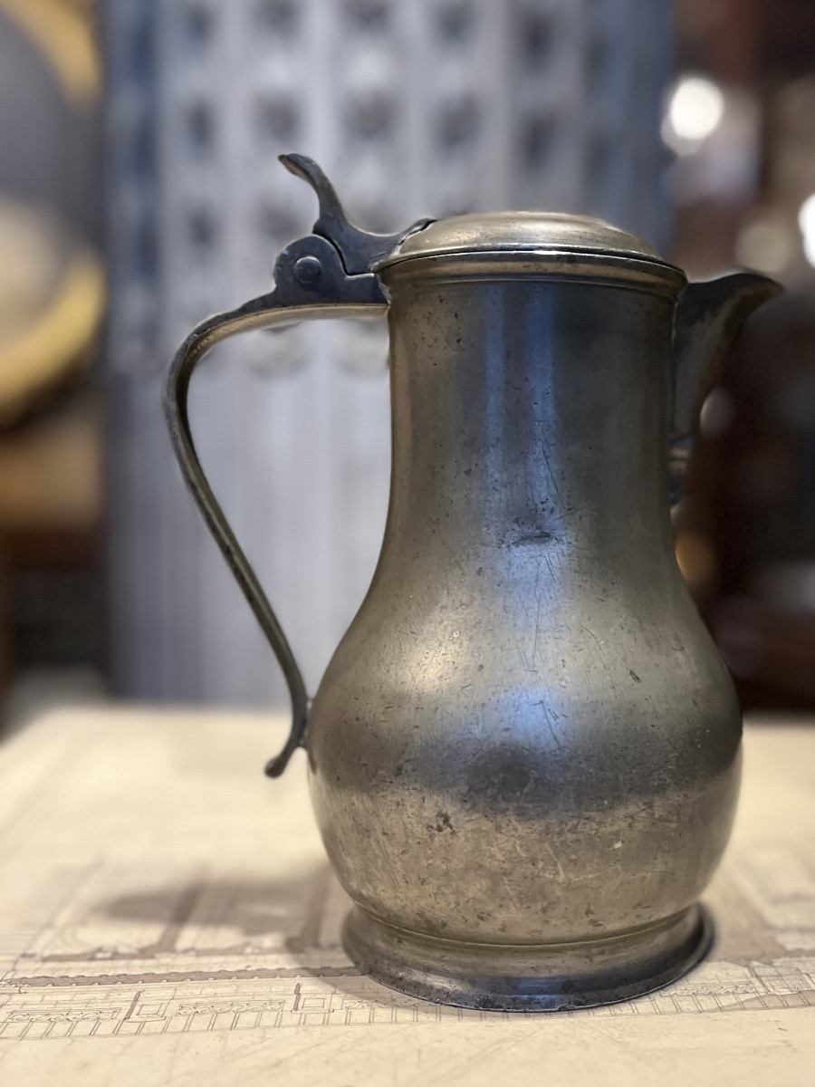 Pichet à vin en étain . Lille début XIX   siècle .-photo-8