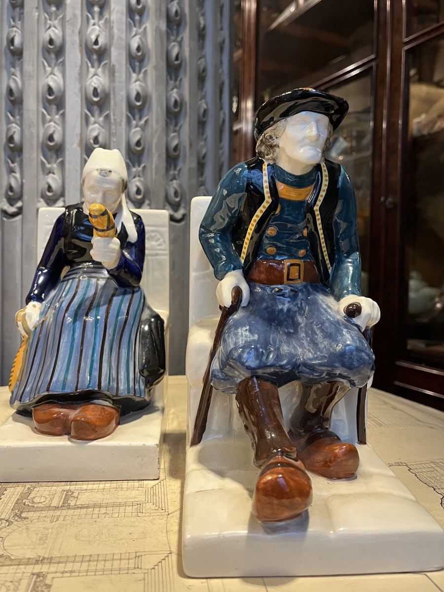 Pair Of Hb Quimper Bookends.-photo-7