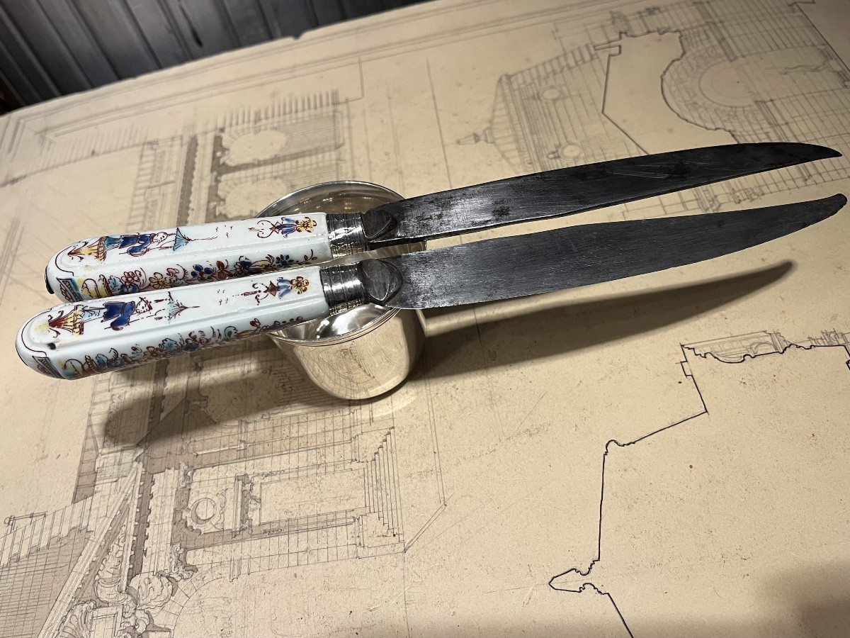 Couteaux manche  en porcelaine Chantilly -photo-3