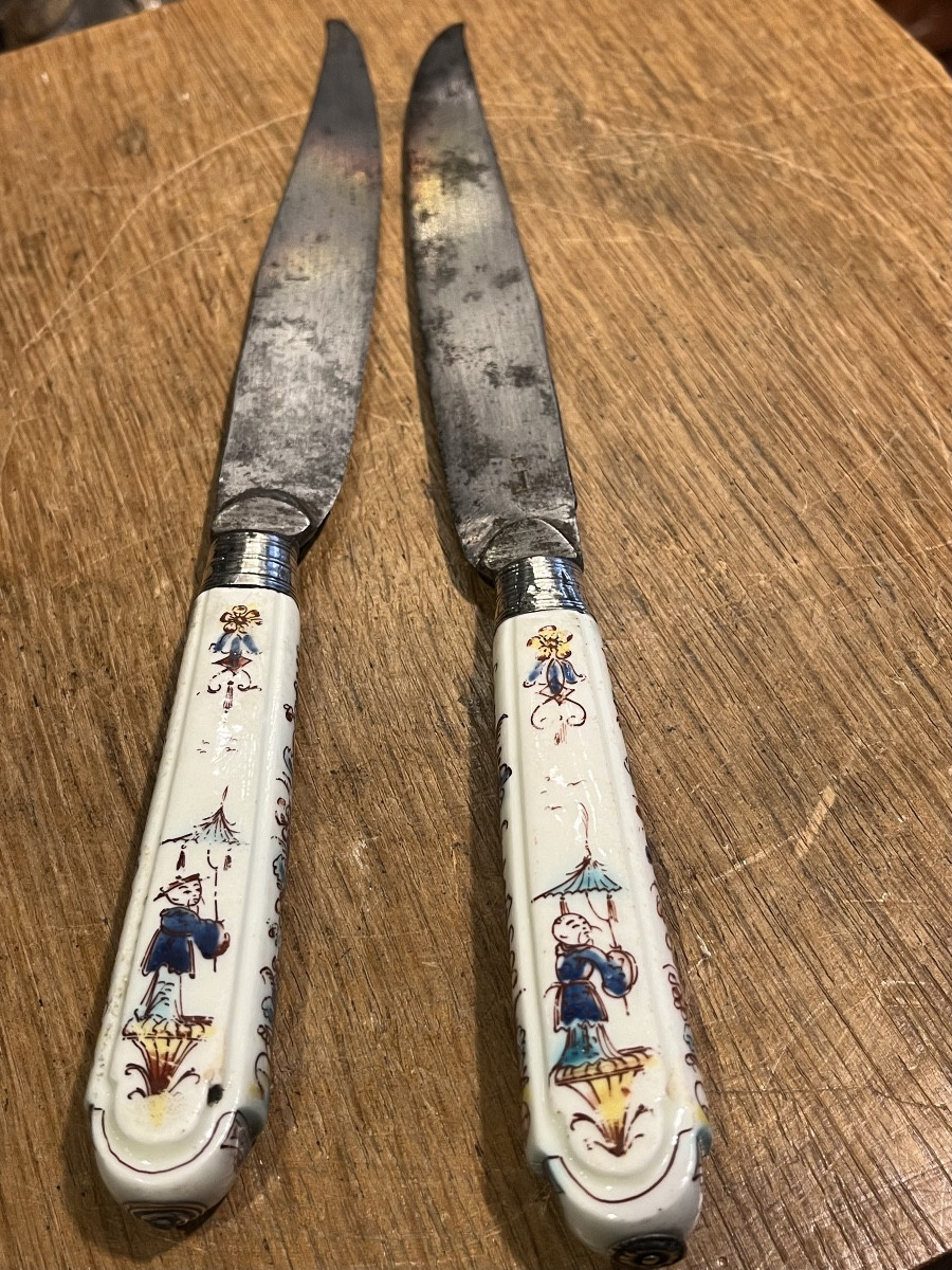 Couteaux manche  en porcelaine Chantilly -photo-1