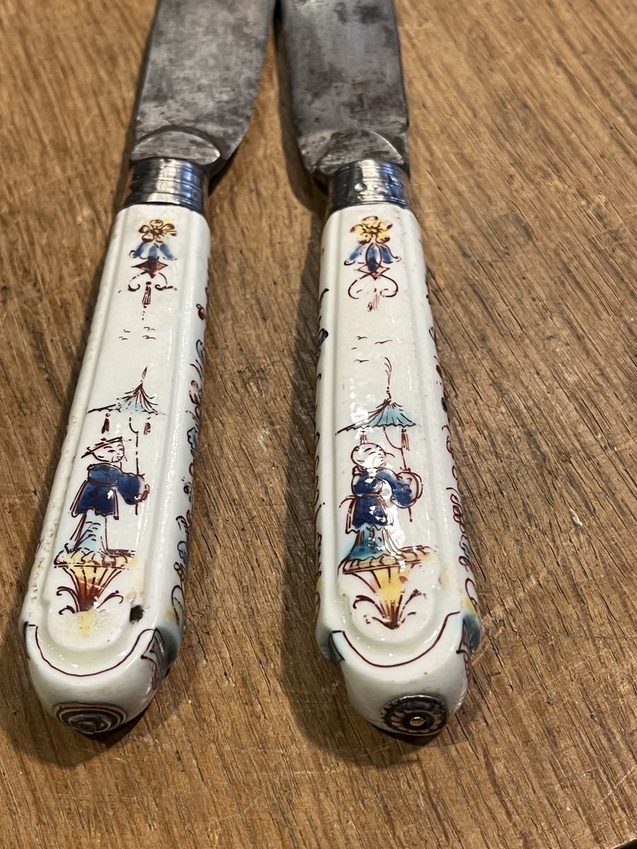 Couteaux manche  en porcelaine Chantilly -photo-2