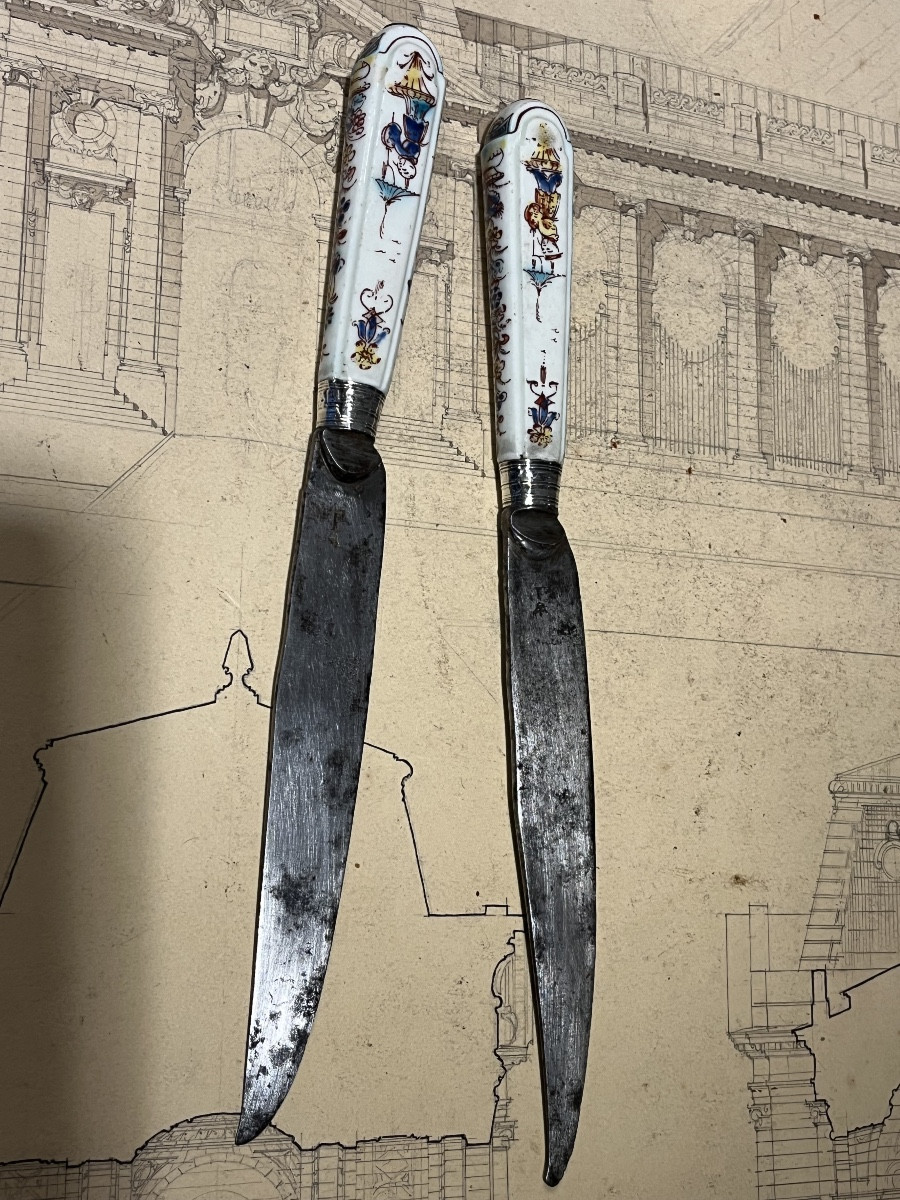 Couteaux manche  en porcelaine Chantilly -photo-4