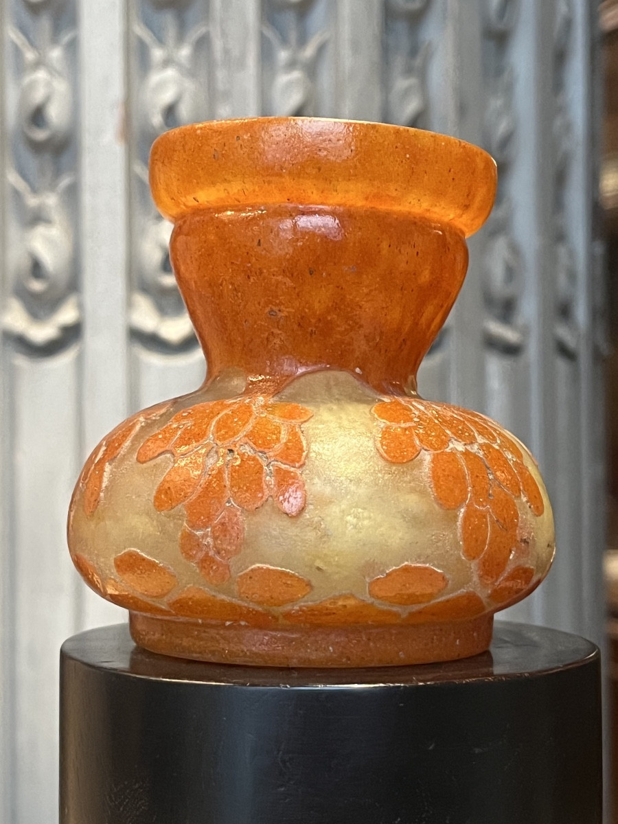 Schneider Small Bulbous Vase. Decorated With Dates.-photo-2