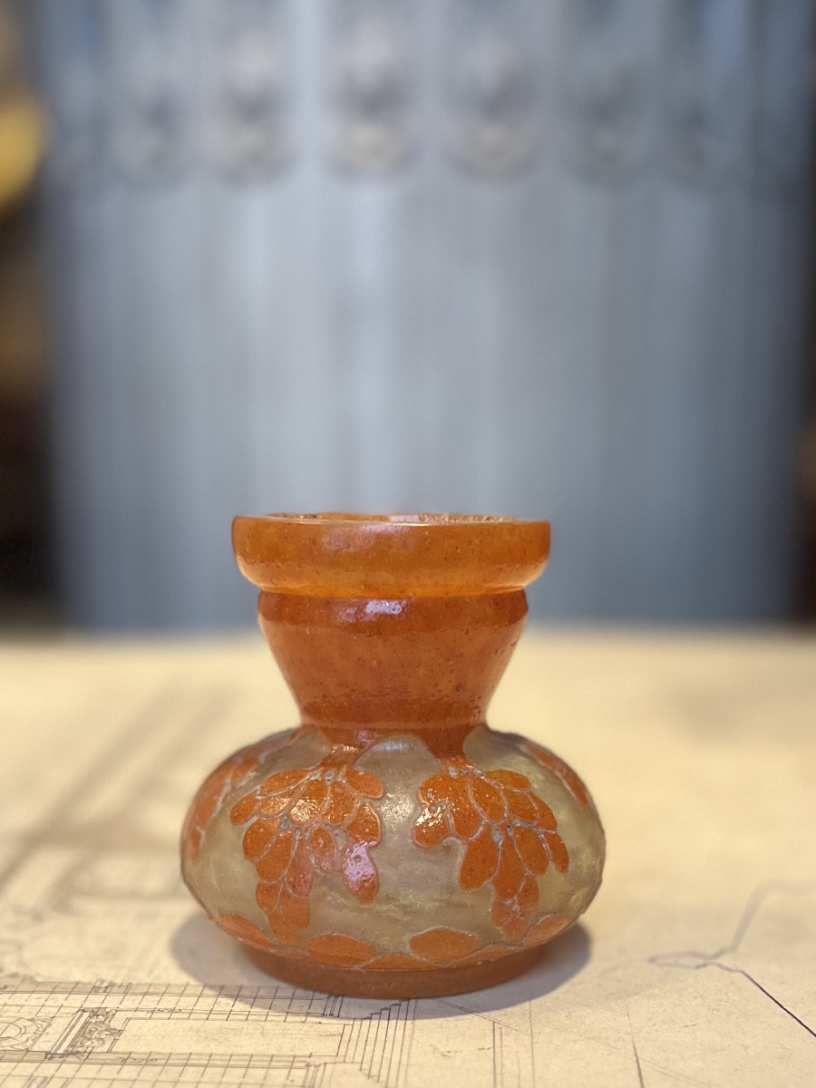 Schneider Small Bulbous Vase. Decorated With Dates.-photo-1