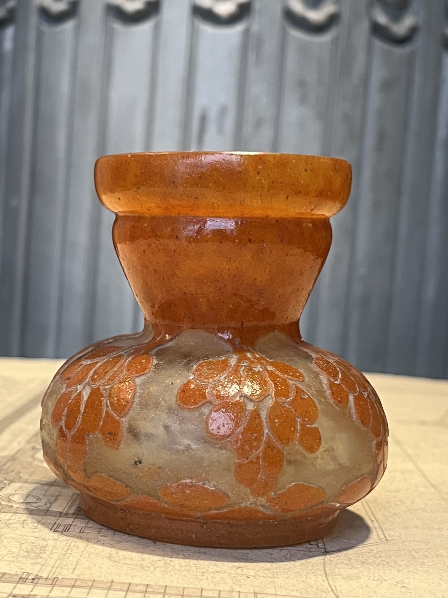 Schneider Small Bulbous Vase. Decorated With Dates.-photo-2