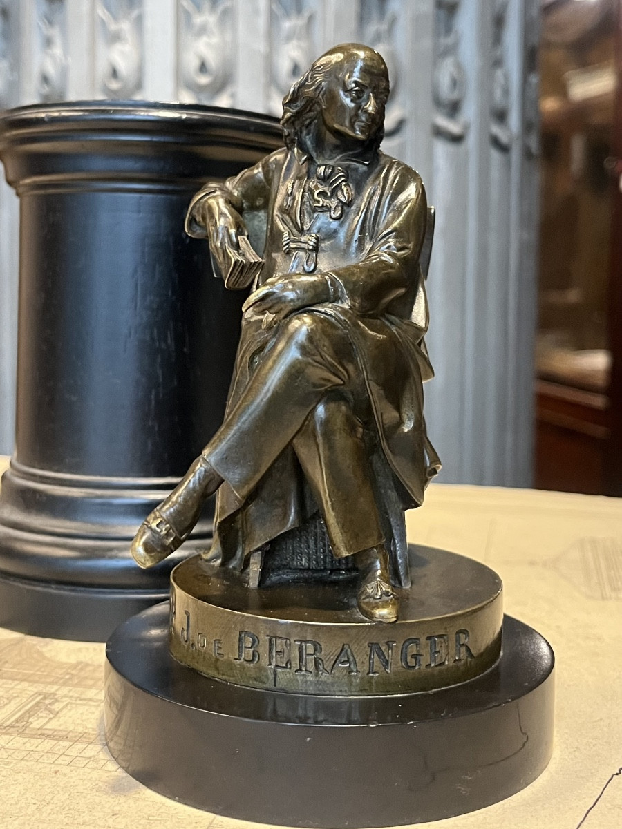 Bronze figurant Pierre Jean Beranger  . -photo-4