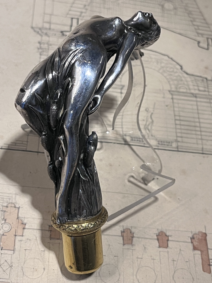 Pommeau de canne en bronze Art Nouveau .-photo-1