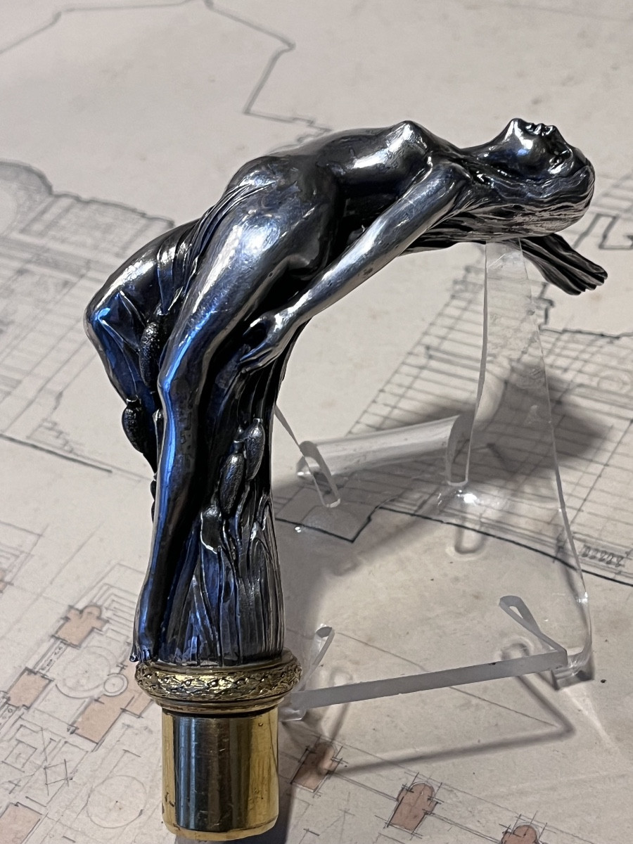 Pommeau de canne en bronze Art Nouveau .-photo-2
