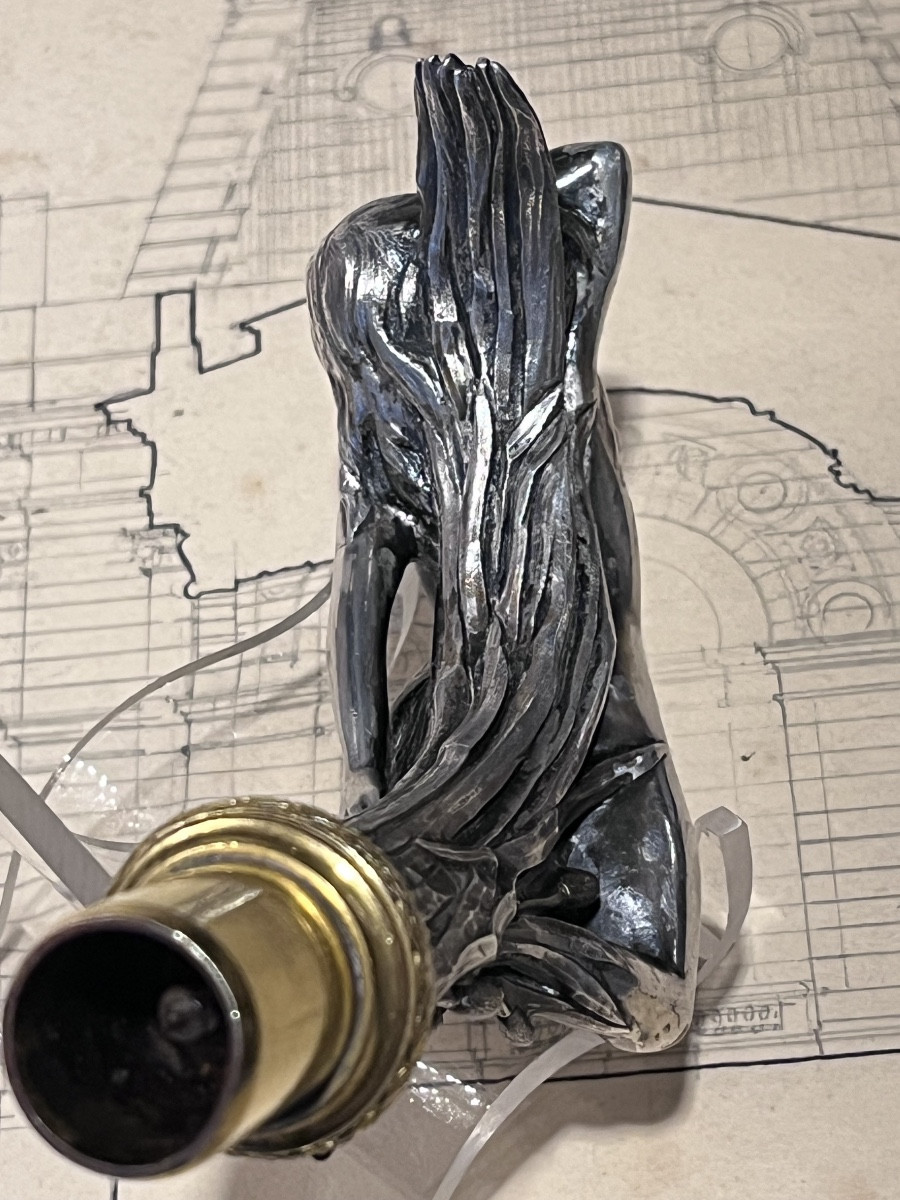 Pommeau de canne en bronze Art Nouveau .-photo-3