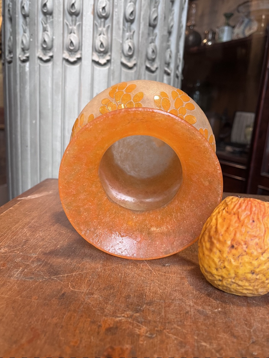 Schneider vase pansu . A décor de dattes .-photo-4