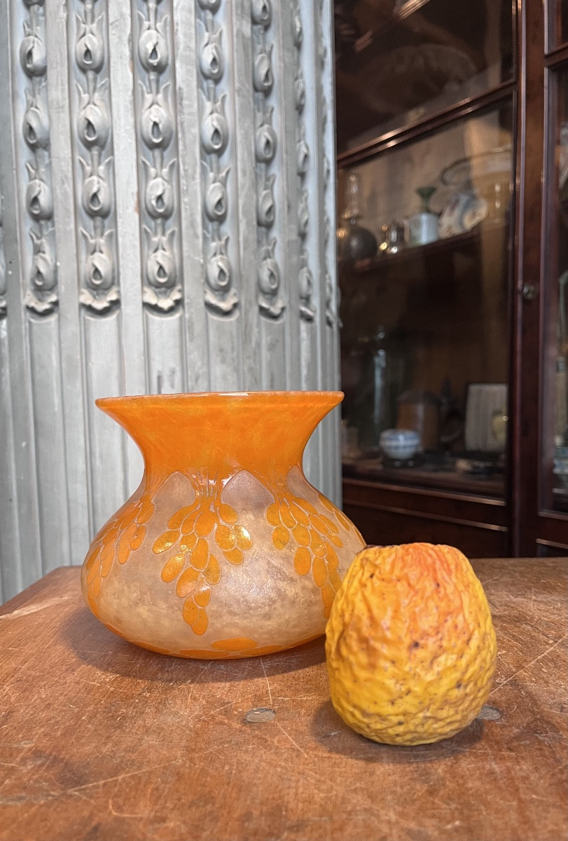 Schneider vase pansu . A décor de dattes .-photo-6