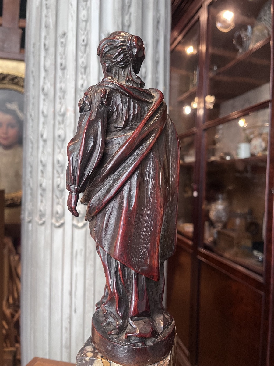 Vierge à l’Enfant en buis sculpté en rond de bosse .-photo-6