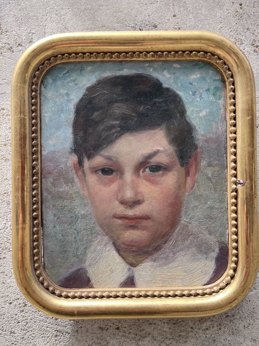 Portrait , huile sur carton vers 1920 .-photo-4