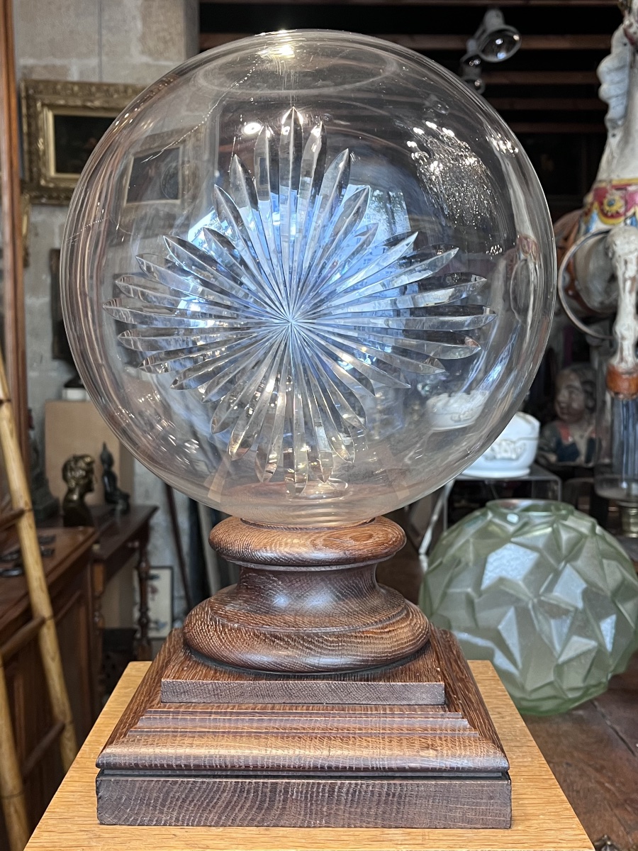 Boule de Pharmacie  et son socle en Chêne .-photo-4