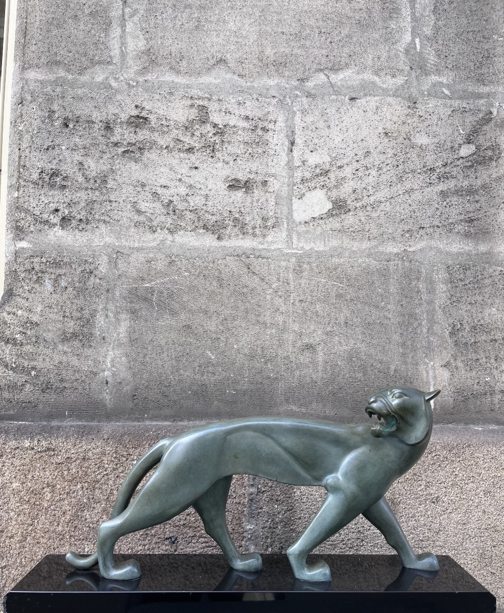 Art Deco Bronze Panther.-photo-4