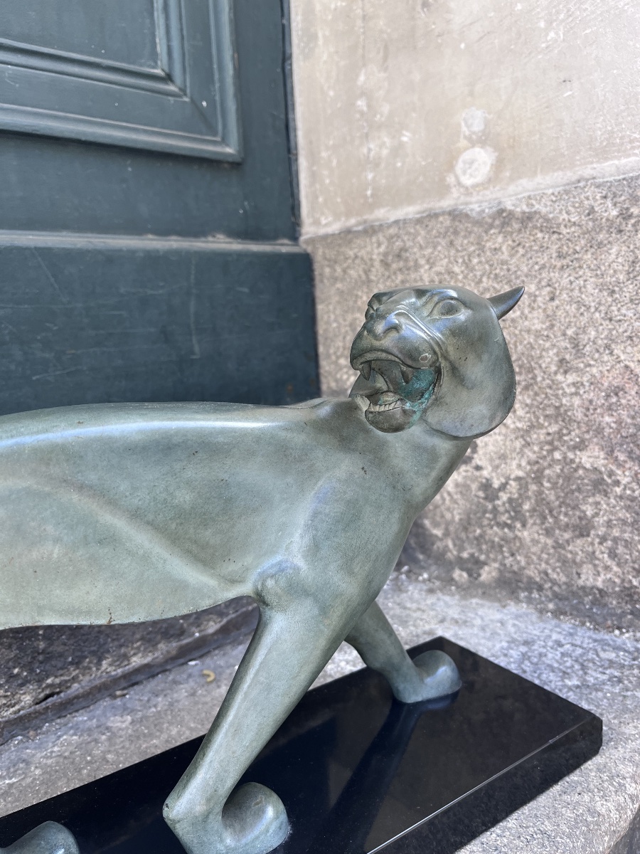 Art Deco Bronze Panther.-photo-3