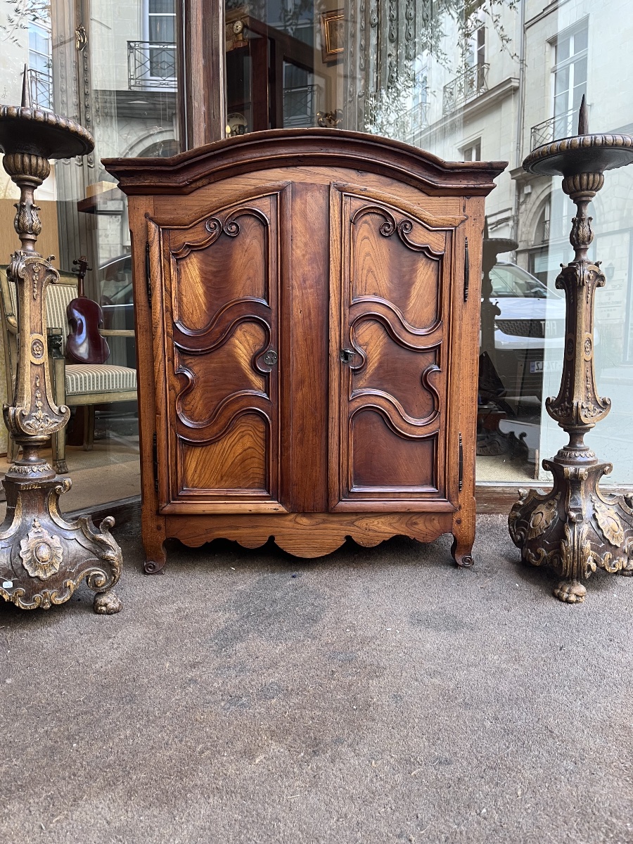 Petite armoire en orme , hêtre et chêne .-photo-3
