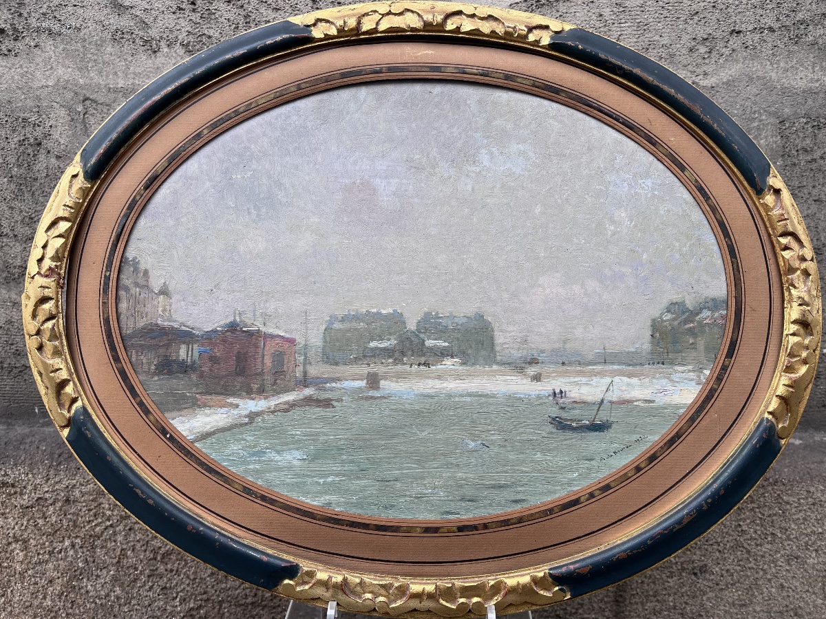 Nantes  .Huile sur panneau . Alexis Louis de Broca .-photo-2
