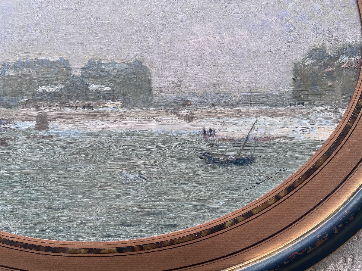 Nantes  .Huile sur panneau . Alexis Louis de Broca .-photo-3